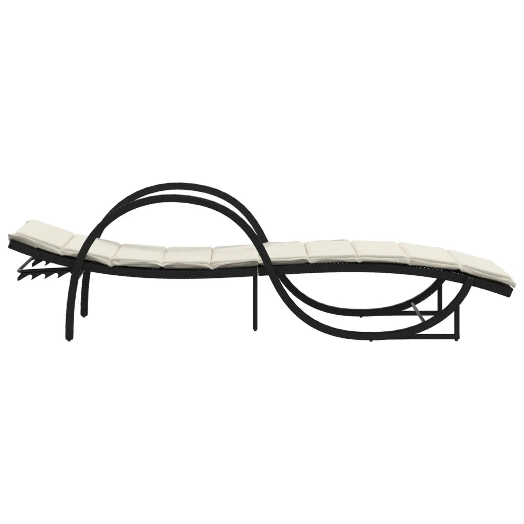 Lettini Prendisole 2 pz | Sdraio da giardino | Lettino da sole con Tavolino Nero in Polyrattan