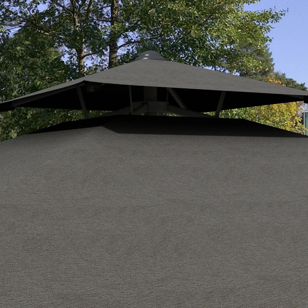 Parasole a sbalzo 243x243cm con protezione UV doppio tetto base trasversale quattro montanti stabile per balcone colore grigio scuro