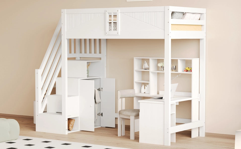 Letto a castello in legno bianco con funzione contenitiva 90x200 cm
