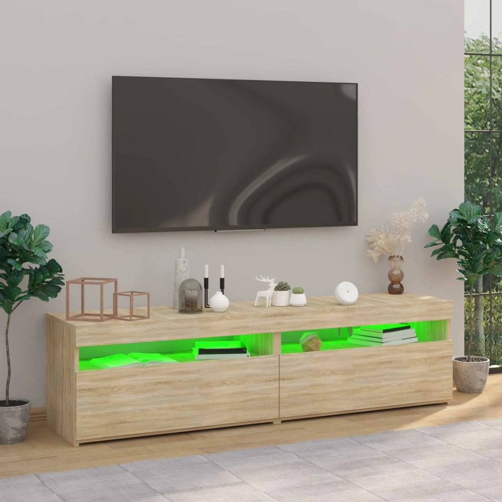 Mobili Porta TV con Luci LED 2 pz-Credenza per TV Rovere Sonoma 75x35x40 cm