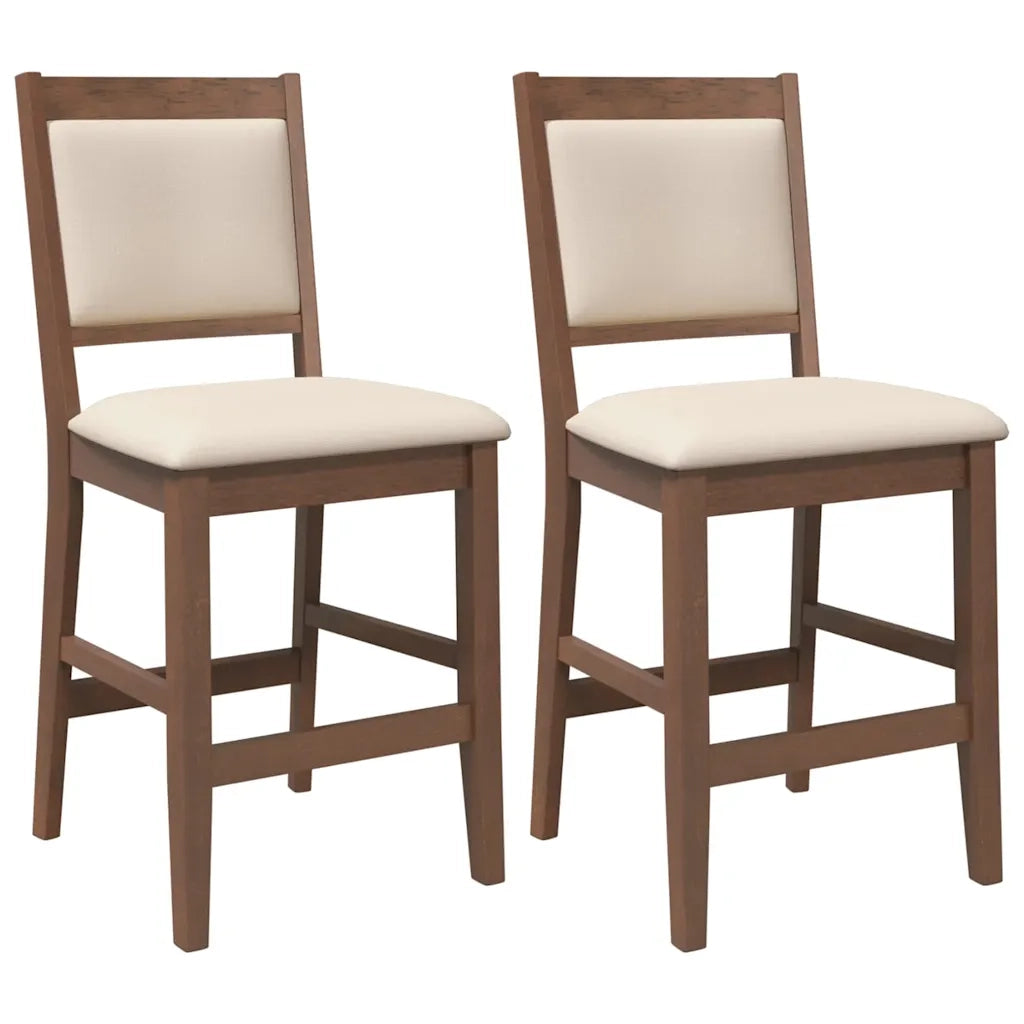 Sgabelli da Bar con Cuscini 2pz Marrone Legno Massello di Hevea 4102563