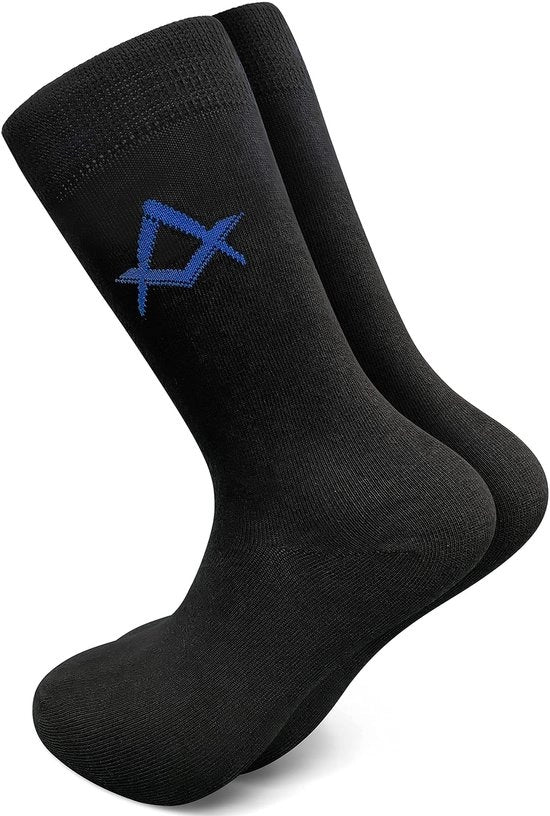 Calze per Uomo in Cotone - Nero - Calze con Disegno a Seta e Compasso - Colore Blu - Cotone 80% - Utilizzo Giornaliero