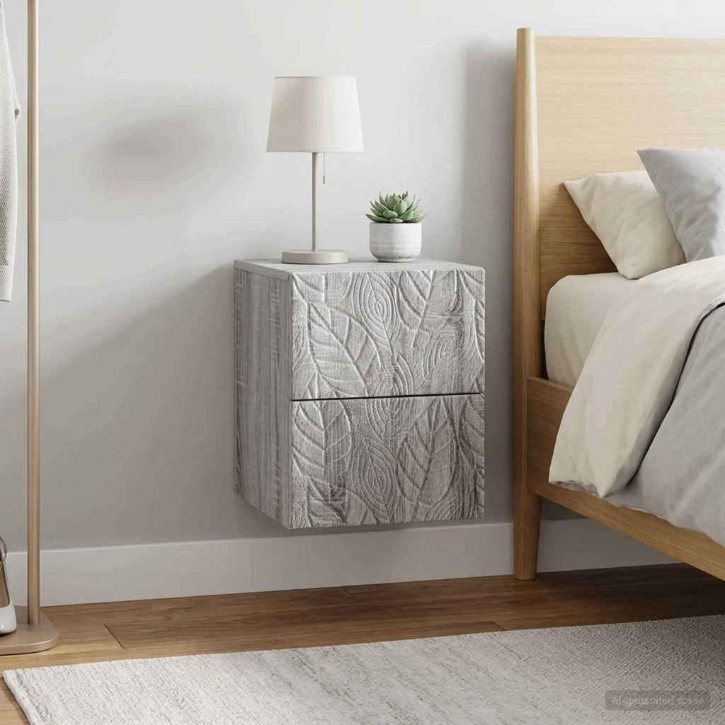 Mobiletto da notte a muro 2 pcs Sonoma grigio 34,5 x 33 x 40 cm 898818