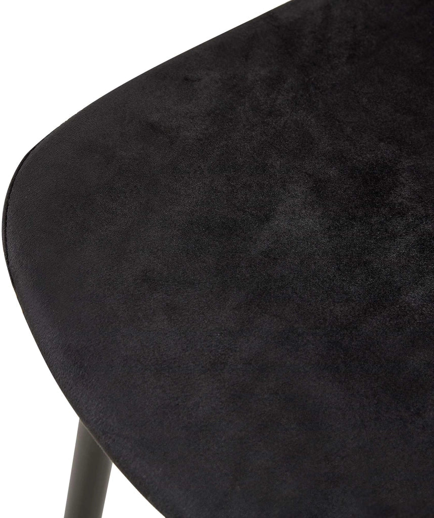 Sedia Giverny con cuciture decorative Velluto,nero