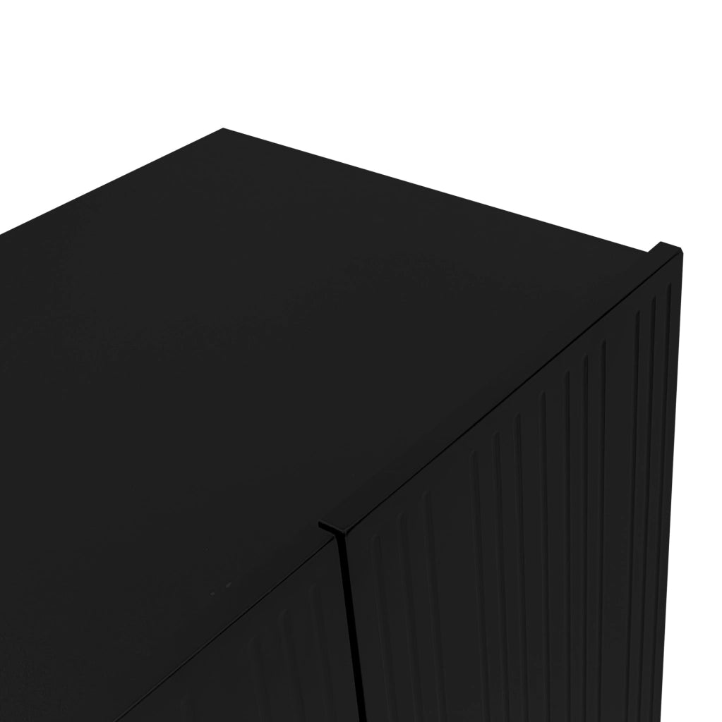 Sideboard con 4 ante intagliate; 120 x 80;8 x 37;5 cm; MDF; nero