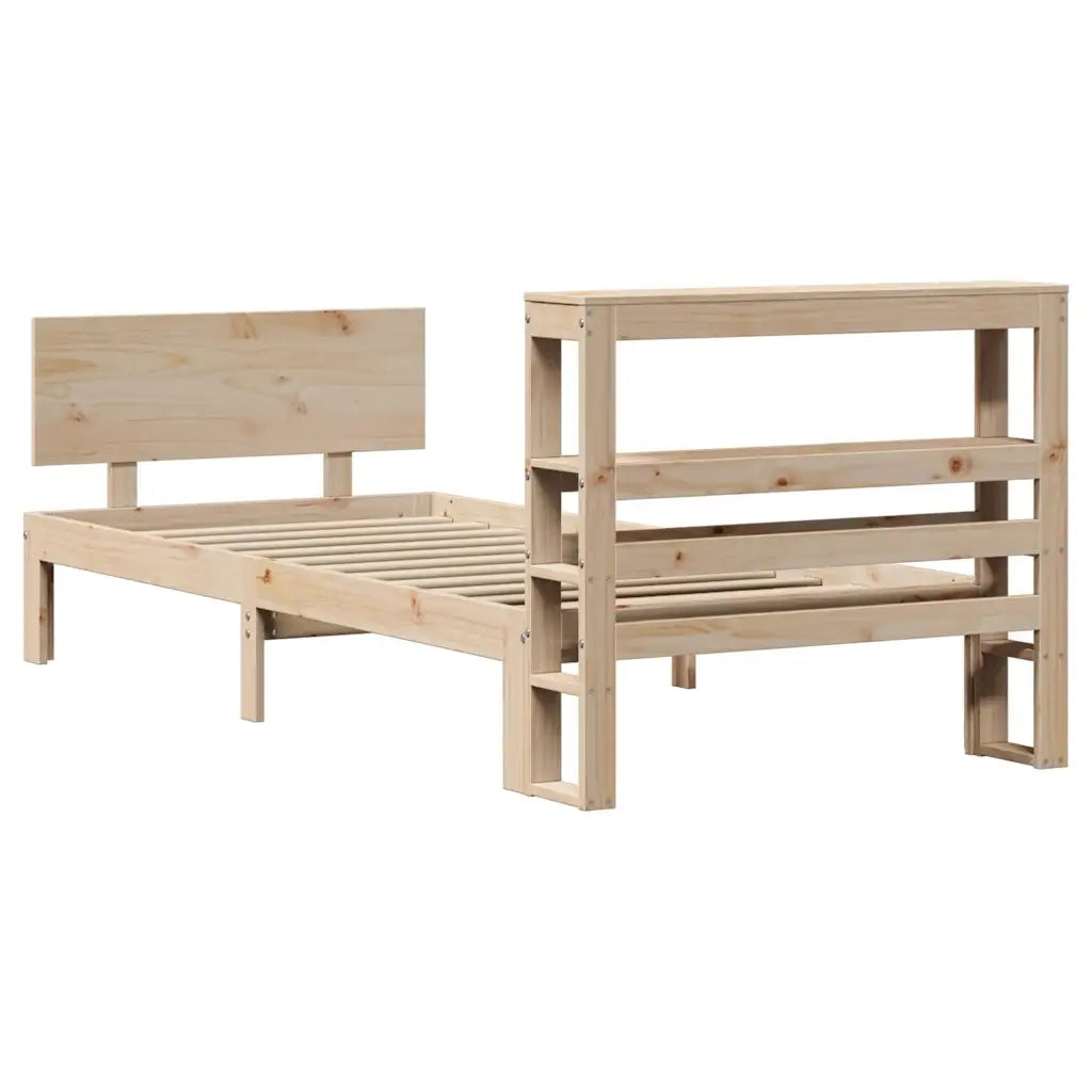 Giroletto con Testiera 90x190 cm in Legno Massello di Pino 3306072