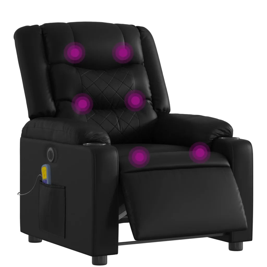 Poltrona Massaggiante | Sedia Relax Reclinabile Elettrica Nera in Similpelle