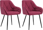Set di 2 Sedie da Pranzo con Braccioli e Schienale, Sedie Cucina Moderna in Velluto, Poltrone da Salotto con Gambe in Metallo, Sedie ergonomiche per Ufficio, Bar, Bordeaux, EZS02bd-2