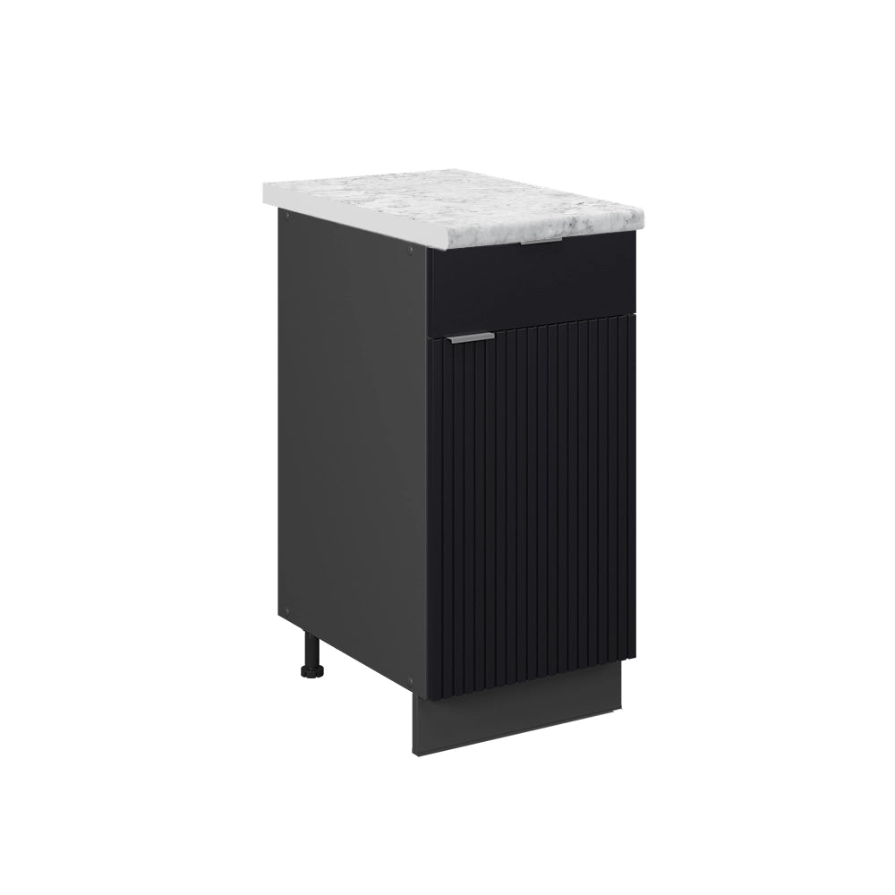 Mobiletto base per cucina Fame-Line Nero rigato/Antracite 40 cm, PL Marmo Vicco