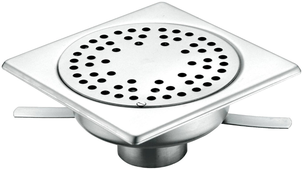 Piletta da pavimento sifonata in inox, cm 15x15