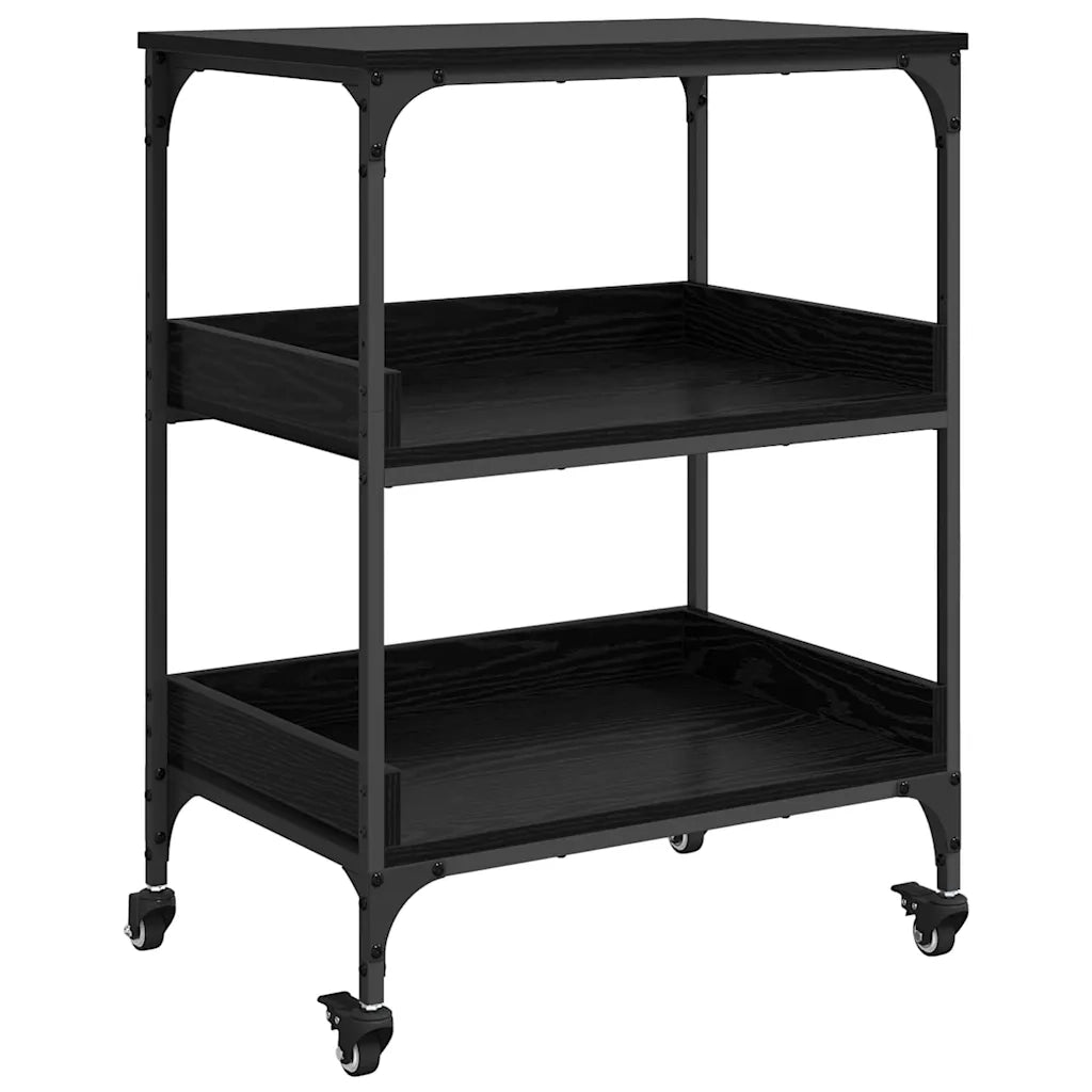 Carrello da Cucina-Scaffale per Cucina Rovere Nero 60 x 41 x 80.5 cm