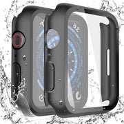 Set di 2 custodie rigide con protezione display in vetro per Apple Watch serie 9/8/7 45 mm ultra sottile pc-hoesje