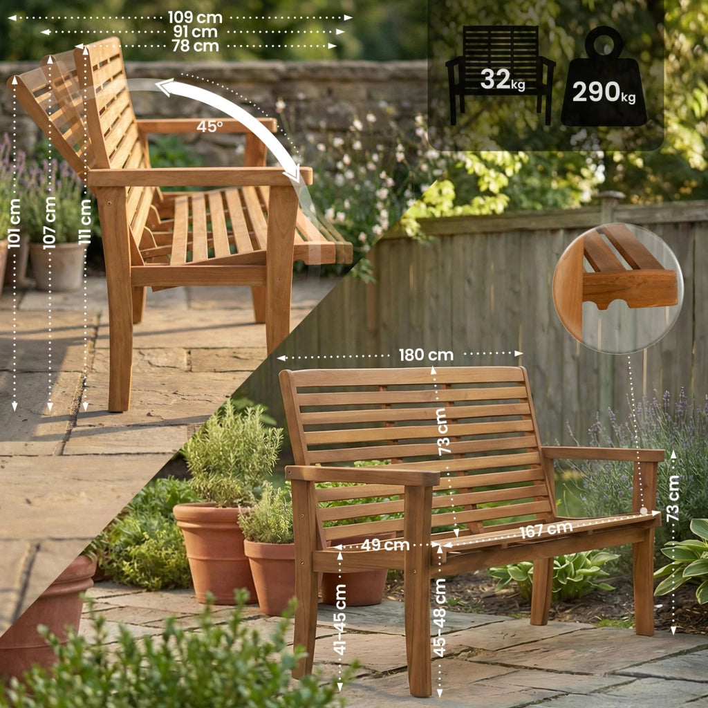 Panca reclinabile in Teak Nicosia 180 cm