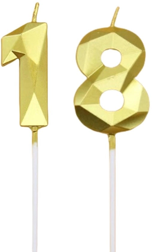 Candeline con numeri 18 - Candelabri d'oro - Decorazione per torte - Design 3D - Per feste - Alta qualità - Candelabri per torta