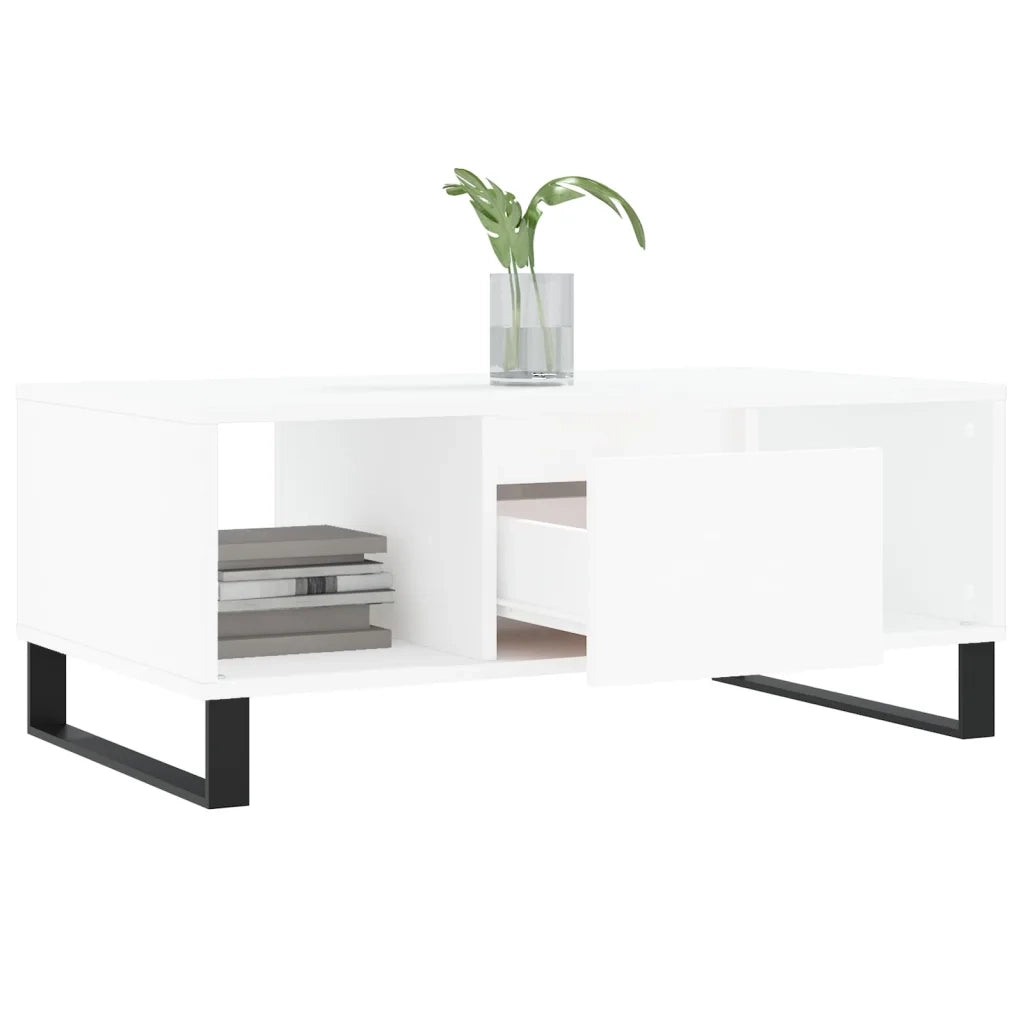 Tavolino da Salotto Bianco 90x50x36,5 cm in Legno Multistrato 830596