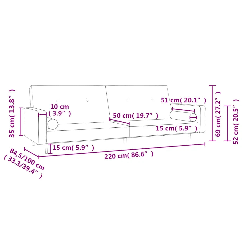 Divano letto | Sof¨¤ letto | Letto singolo a 2 Posti con 2 Cuscini Blu in Velluto