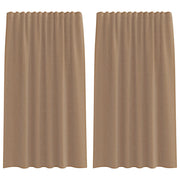Tende in Voile con Tasche per Aste 2 pz Marrone Chiaro