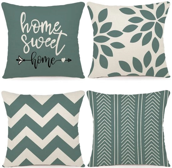 Set di 4 Cuscini Decorativi in Lino per Esterno 50x50 cm, Verde Acqua 

Specifiche tecniche: 50 x 50 cm