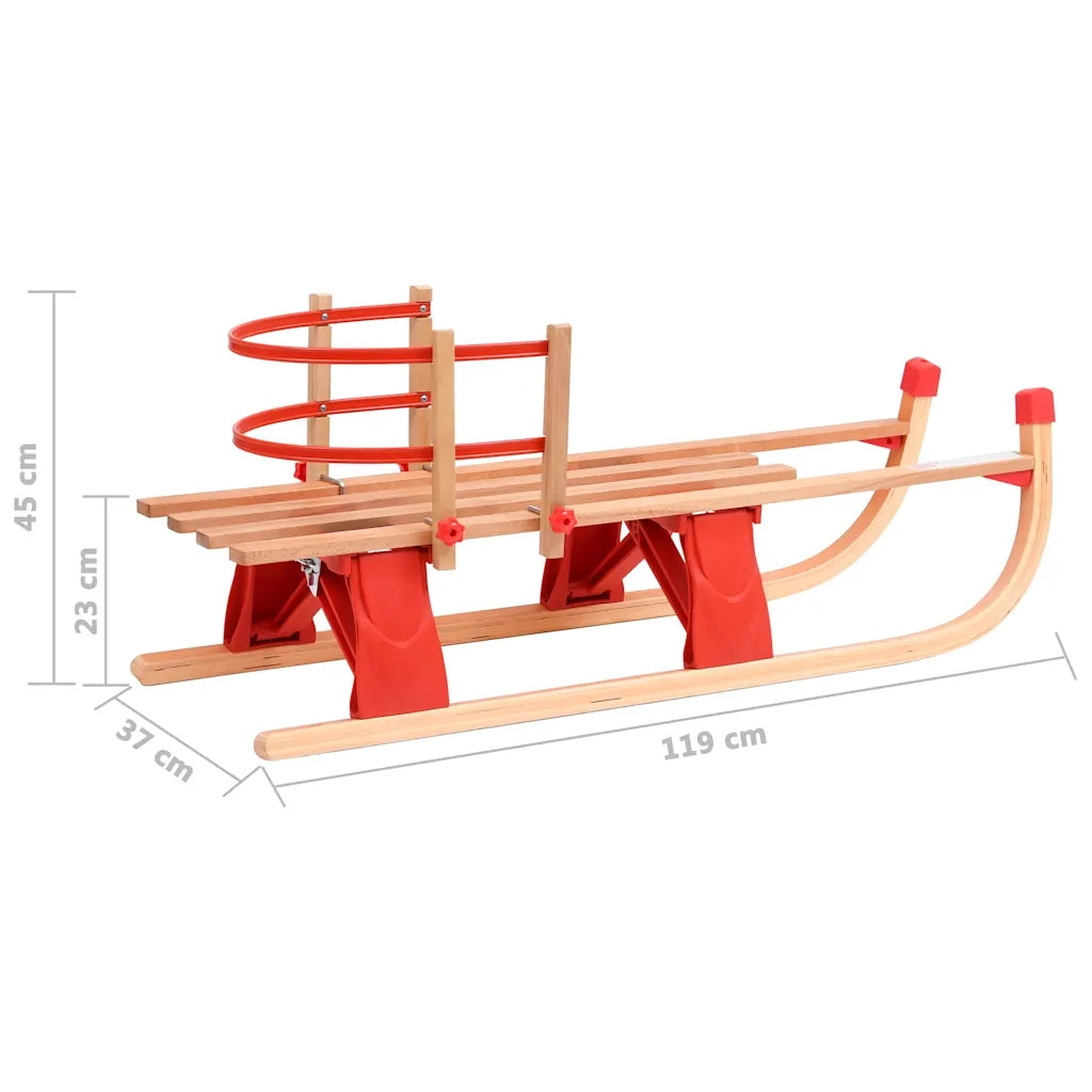 Slittino Pieghevole con Schienale in Legno 119 cm 92493