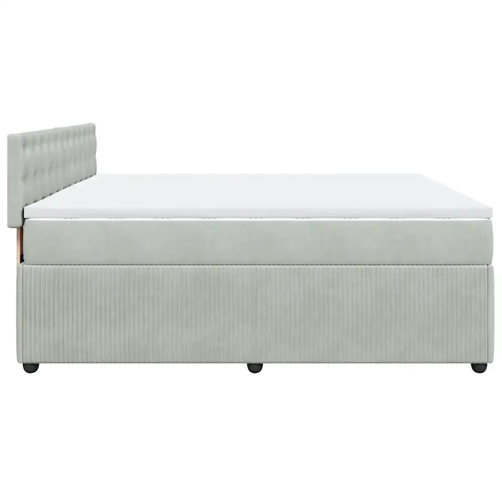 Giroletto a Molle con Materasso Grigio Chiaro 180x200cm Velluto