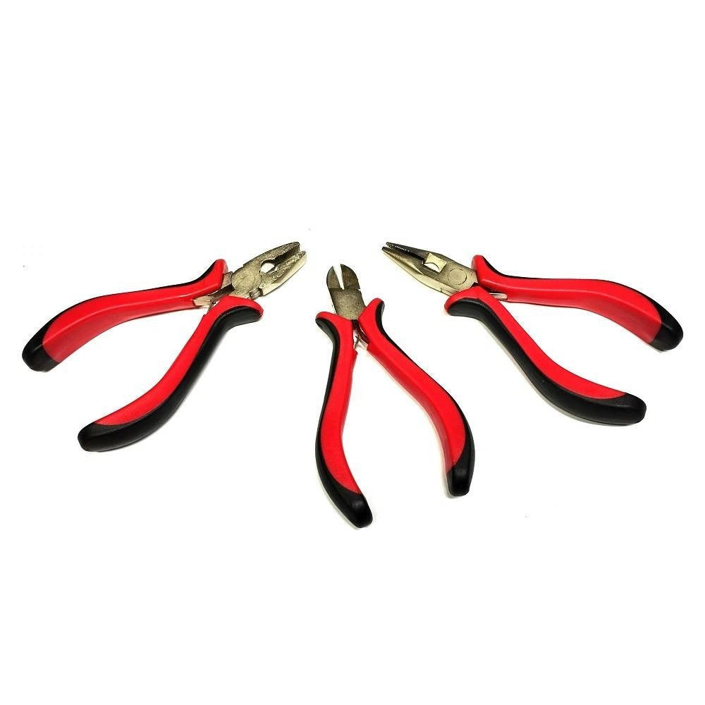 Trade Shop - Set 3 Pezzi Mini Pinze Pinzette Di Precisione 125 Mm Per Elettronica Bricolage -