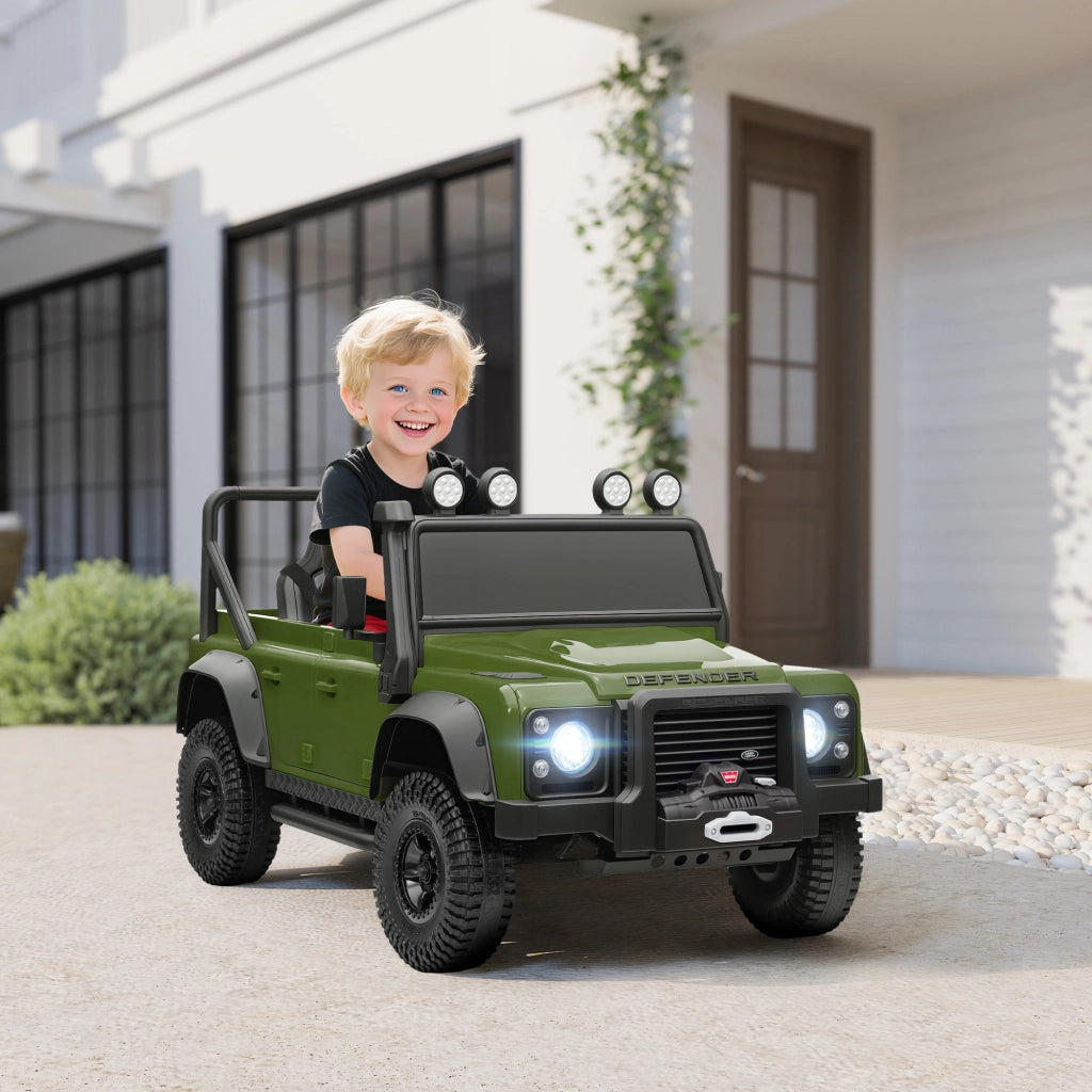Auto Bambini Land Rover Verde con Telecomando e Luci LED ¨C zephmum ¨C 12V per 3-5 Anni
