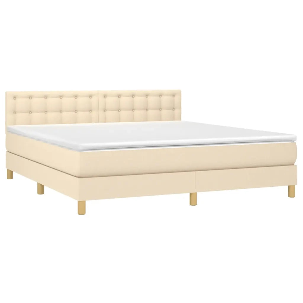 Giroletto a Molle con Materasso Crema 160x200 cm in Tessuto