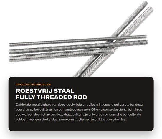 Studi di Acciaio Inossidabile a Barra a Stud M6x200mm - Tornello - Tavola di Acciaio Ingelevata - 2 Pezzi - Resistente alla Corrosione - Resistenti agli Urti e Duraturi