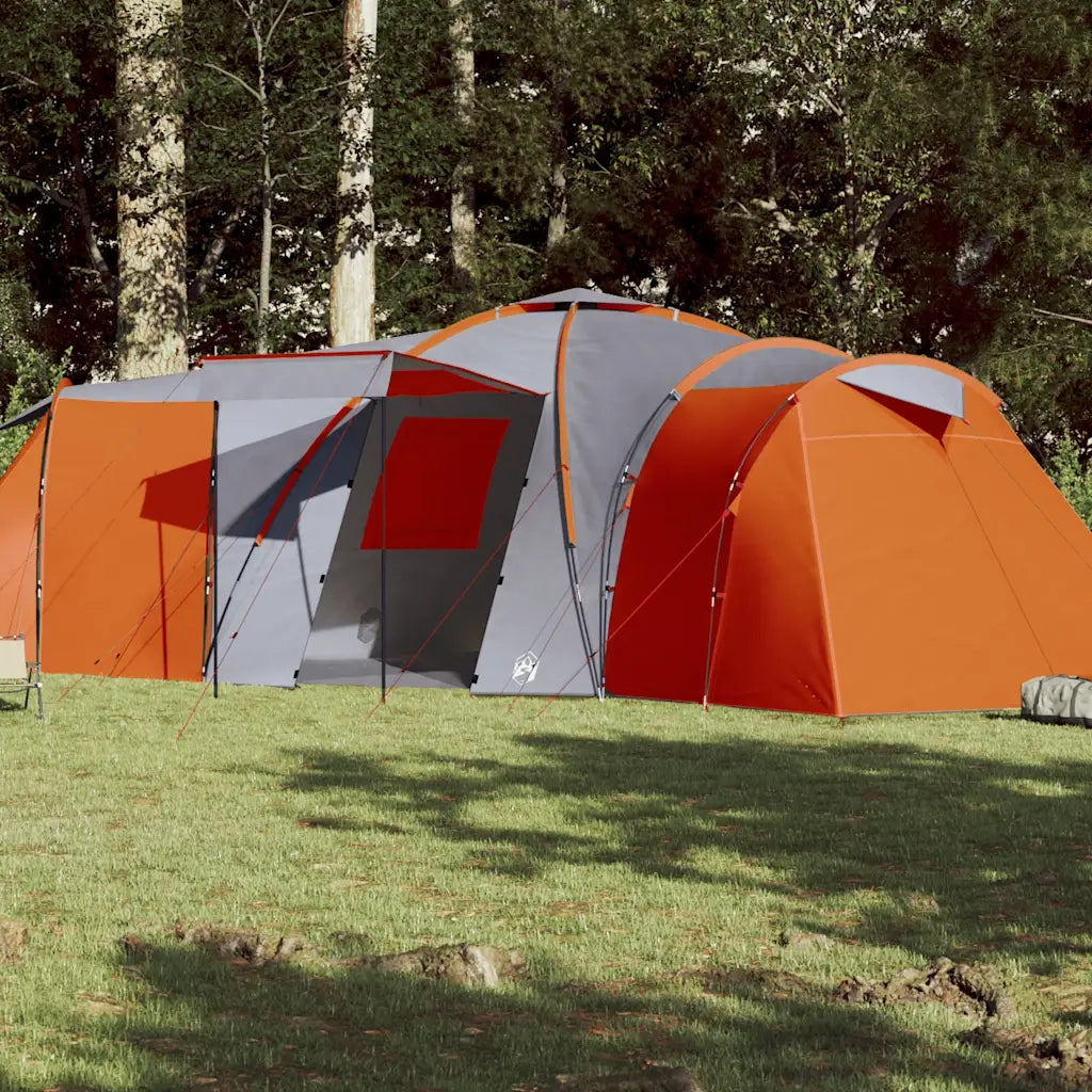 Tenda da Campeggio a Cupola 12 Persone Grigio e Arancione 94348
