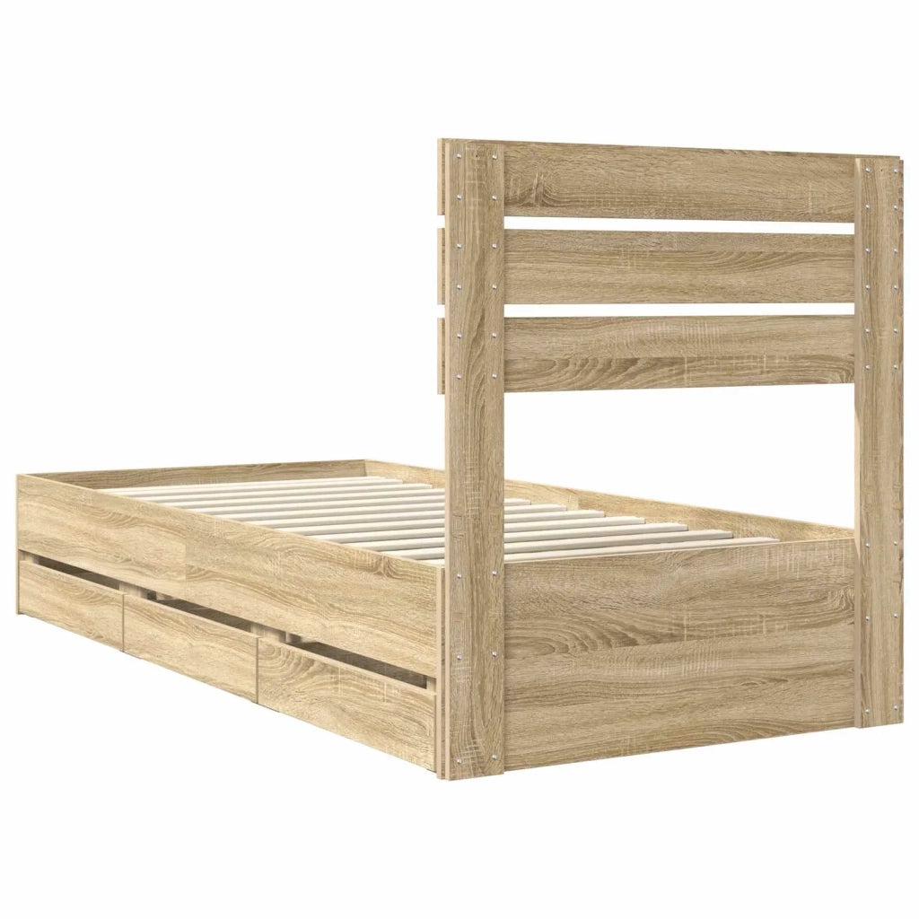 Struttura del letto con cassetto Rovere Sonoma 75 x 190 cm 3411540