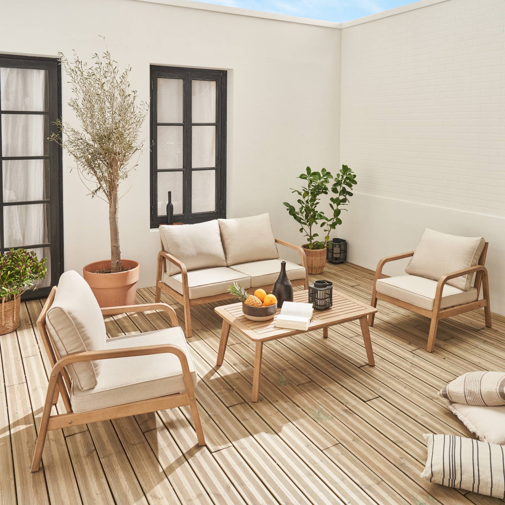 Mobili da giardino in legno di acacia, beige