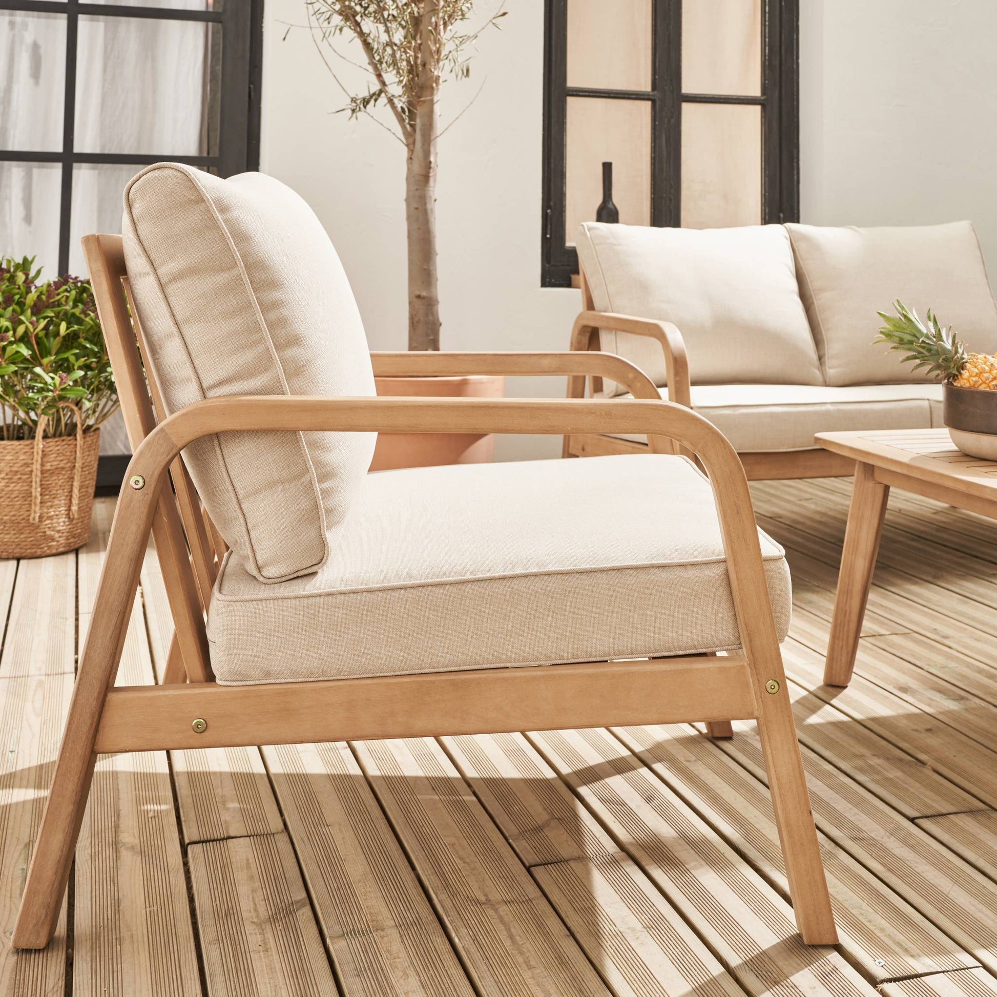 Mobili da giardino in legno di acacia, beige