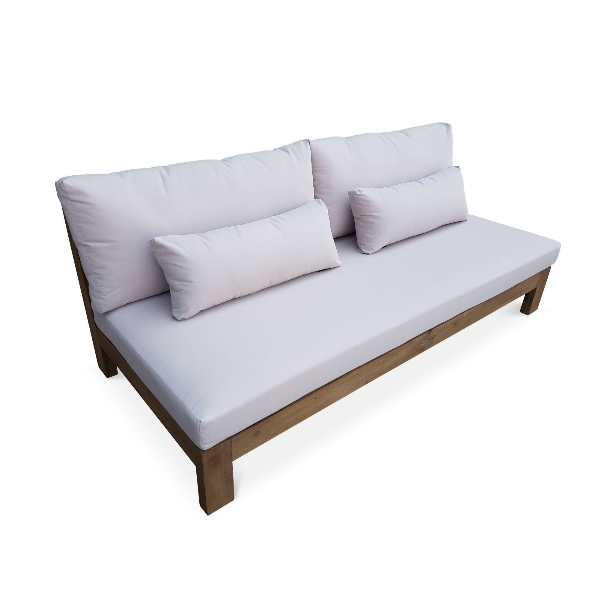 Salotto da giardino in legno a 5 posti, marrone naturale