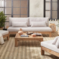 Salotto da giardino in legno a 5 posti, marrone naturale