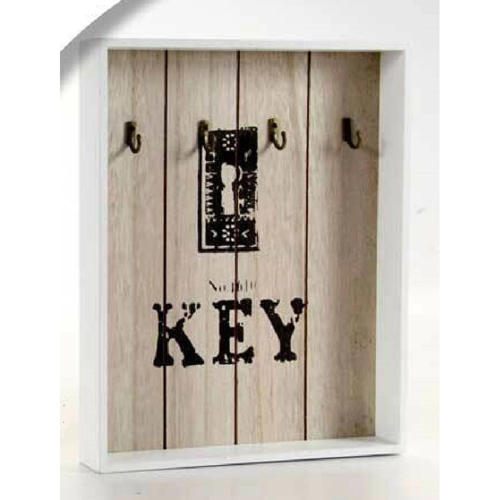 Trade Shop - Appendino Porta Chiavi Parete Key Con Ganci In Legno 24x4x30cm Decori Ass 762338 -