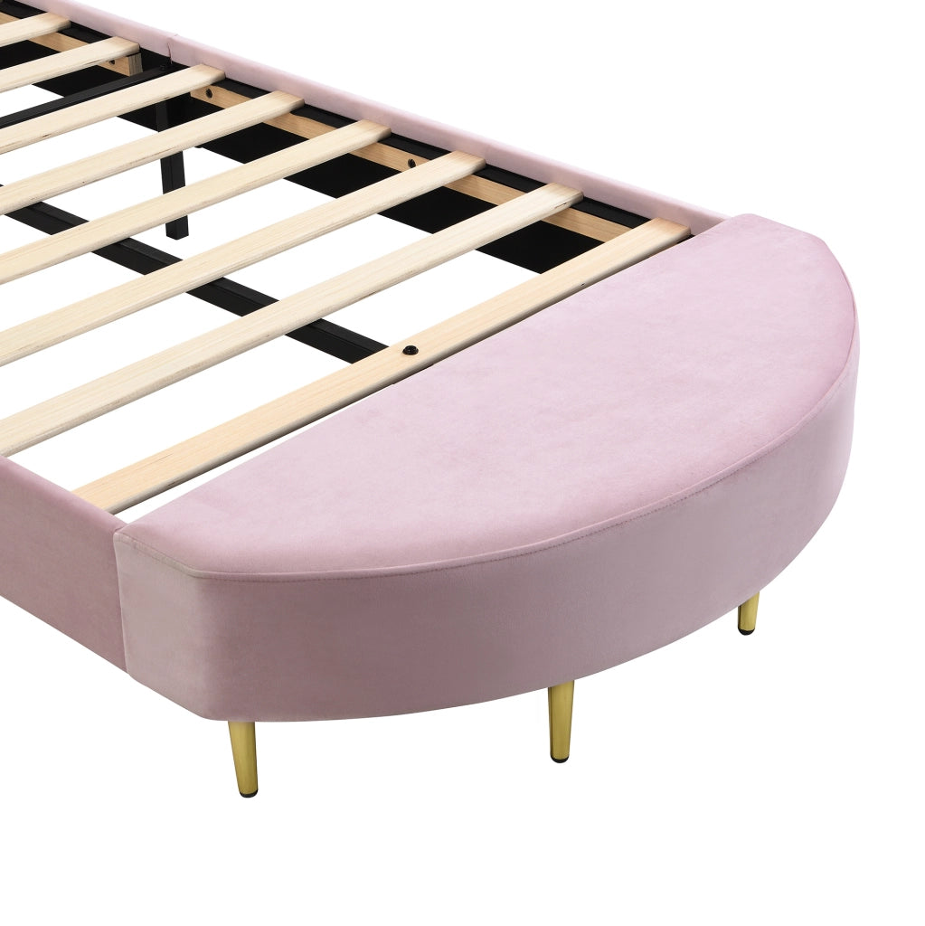 Letto singolo imbottito rosa 90x200 cm con testiera in velluto e panca coordinata