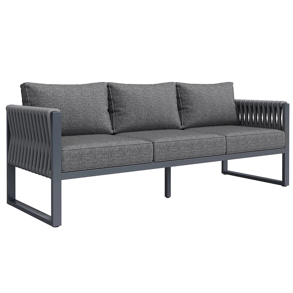 Set da giardino 10 posti - Xylo - Piedi regolabili, cuscini, struttura in acciaio inossidabile, grigio