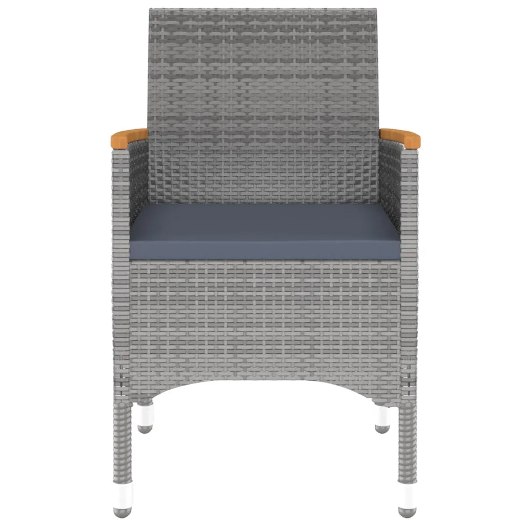 Set da Pranzo per Giardino 3 pz in Polyrattan Grigio cod mxl 41754