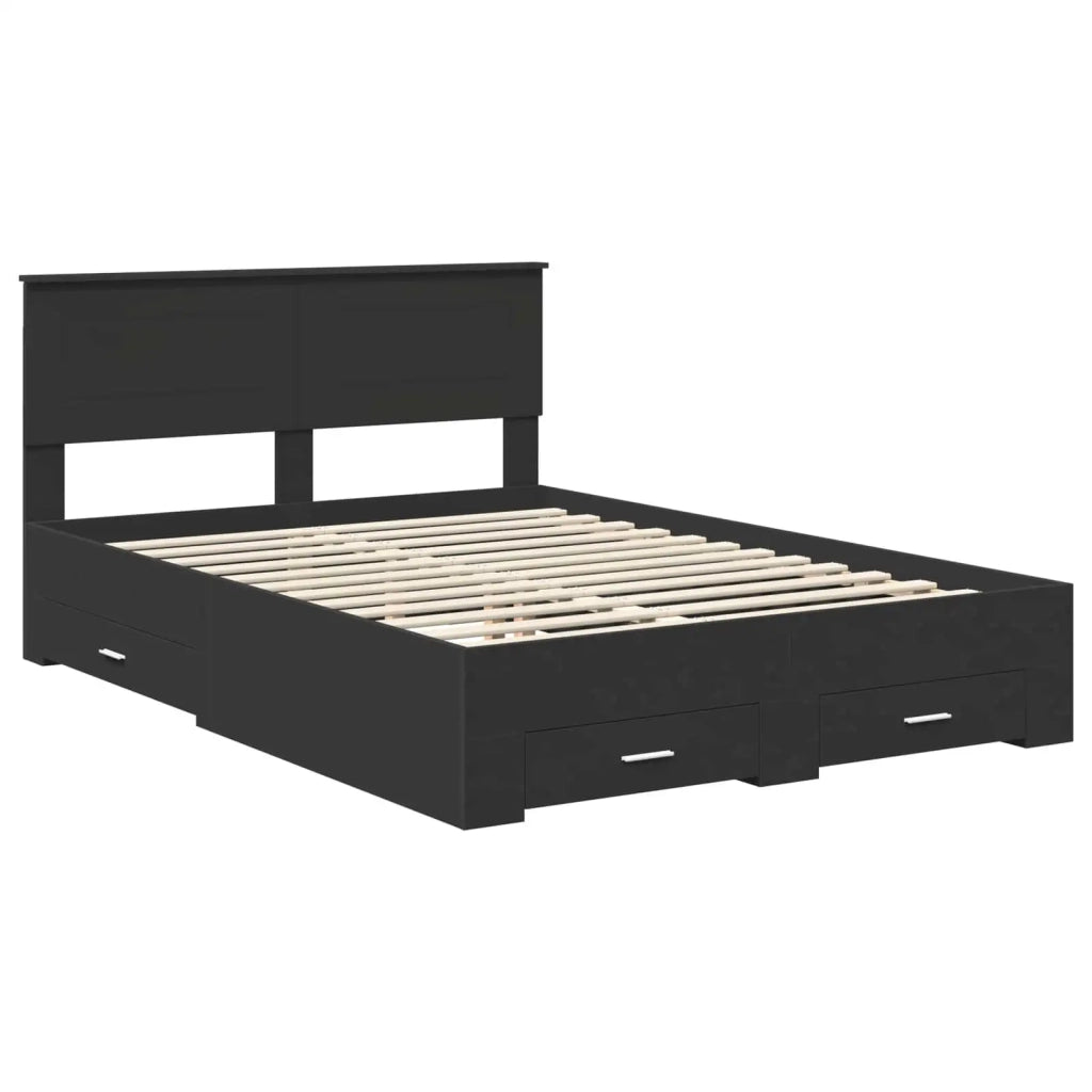 Letto matrimoniale | Letto per adulti | Struttura del letto Nero 140 x 190 cm Legno multistrato