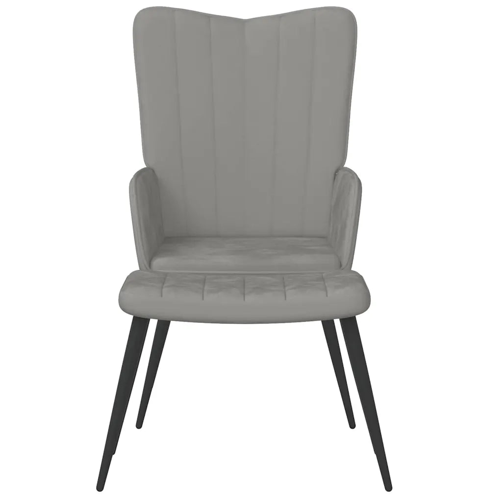Divano Sedia-Poltrona Relax con Sgabello Grigio Chiaro in Velluto 554570