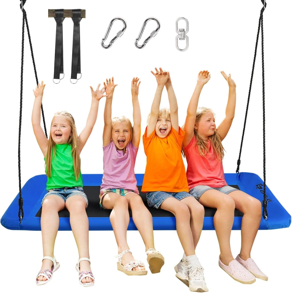 Altalena Regolabile in Altezza, per Bambini e Adulti, Altalena da Giardino fino a 150 kg, Altalena Sospesa per Interni ed Esterni, 150 x 80 cm (L x P) (Blu)