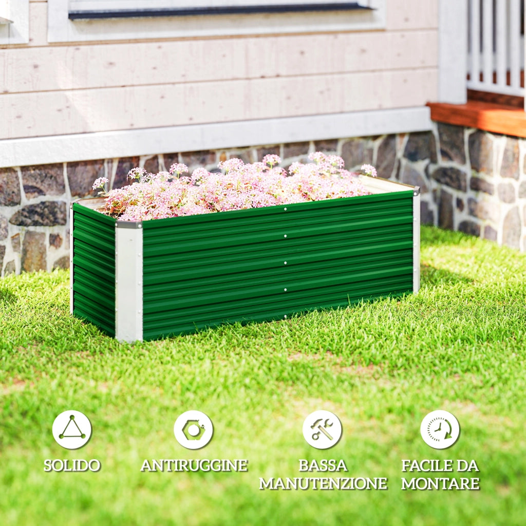 Fioriera da Giardino in Acciaio ¨C zephmum ¨C Verde 125x47x44 cm