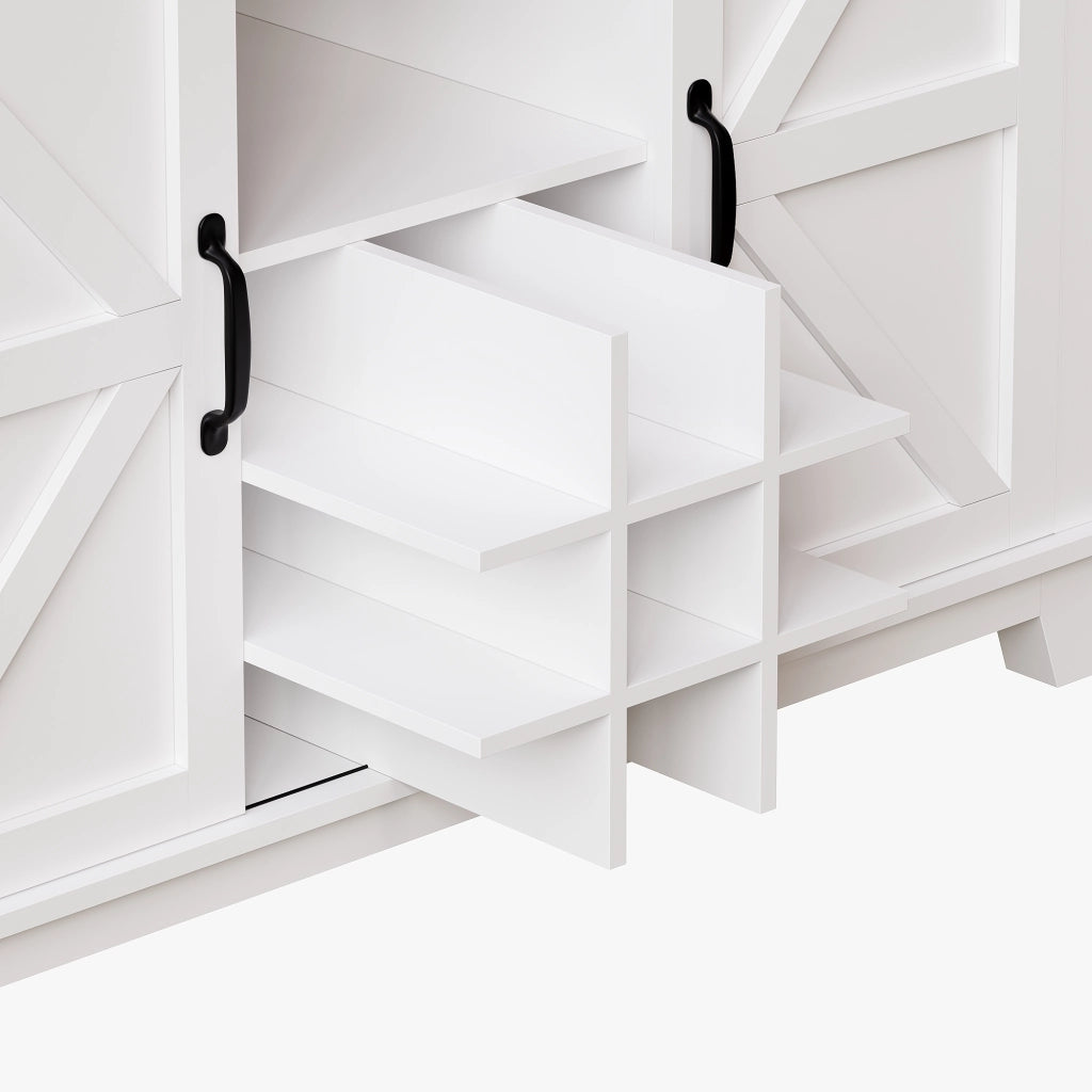 Mobile alto da cucina con ante in vetro e LED, ripiani regolabili, MDF, bianco, 105 × 38,4 × 180 cm
