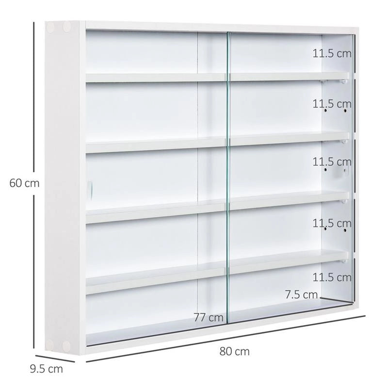 BACHECA PORTAOGGETTI CON 5 MENSOLE REGOLABILI 80 X 9,5 X 60 CM COLORE BIANCO