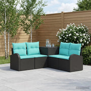 Set di divani 5 pz Nero e Blu Rattan sintetico e Acciaio 3447773