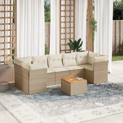 Set Divano da Giardino 8 pz con Cuscini Beige in Polyrattan 3255841