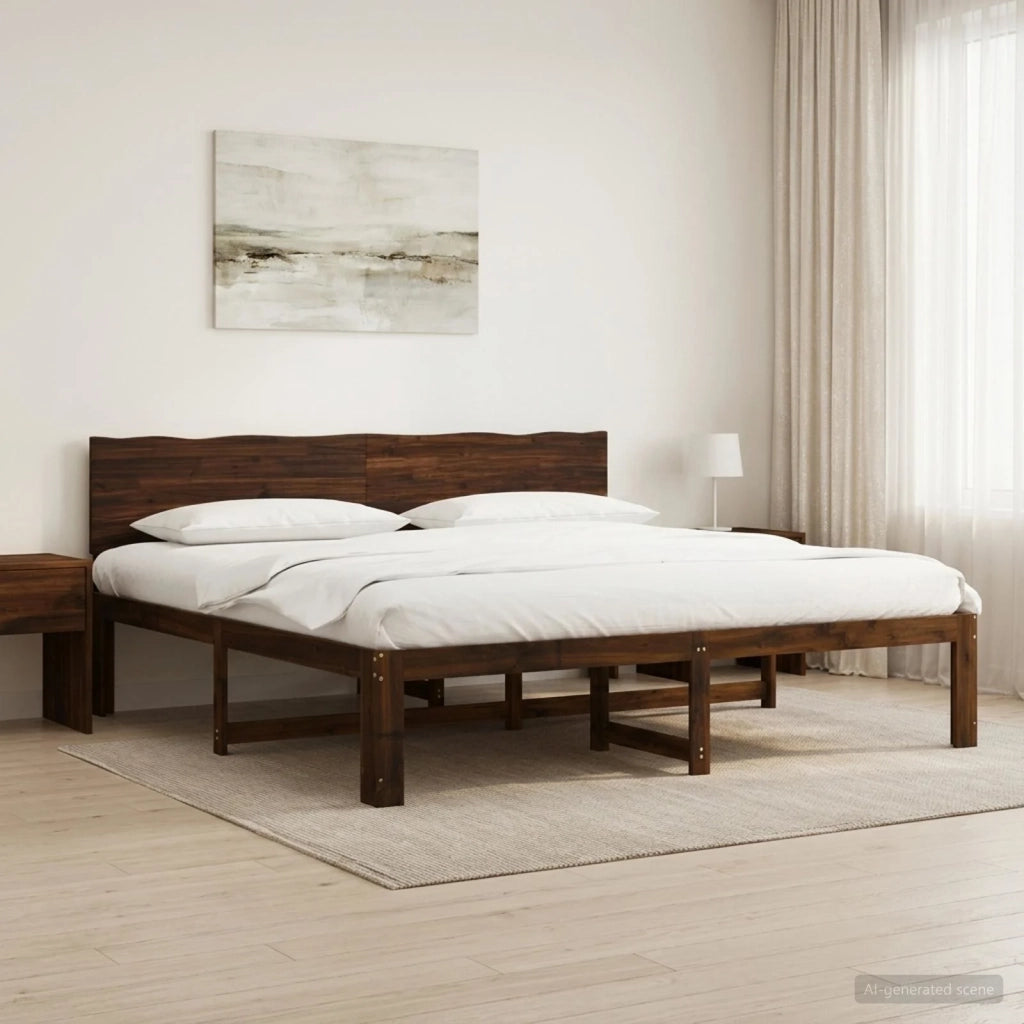 Letto matrimoniale con testiera ROSTOCK Marrone Scuro 3405455