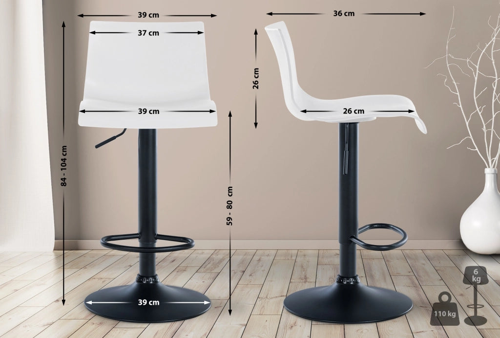 Sgabello Branford bianco,Plastica