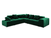Cosmopolitan Design - Divano angolare modulare reversibile "Rome" 7 posti in velluto verde bottiglia 