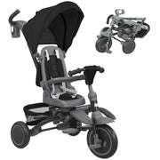 Triciclo per Bambini 6 in 1 111,5x52x98 cm Pieghevole con Sedile Girevole Nero